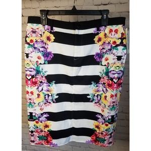 Bison Bisou striped floral pencil skirt 14